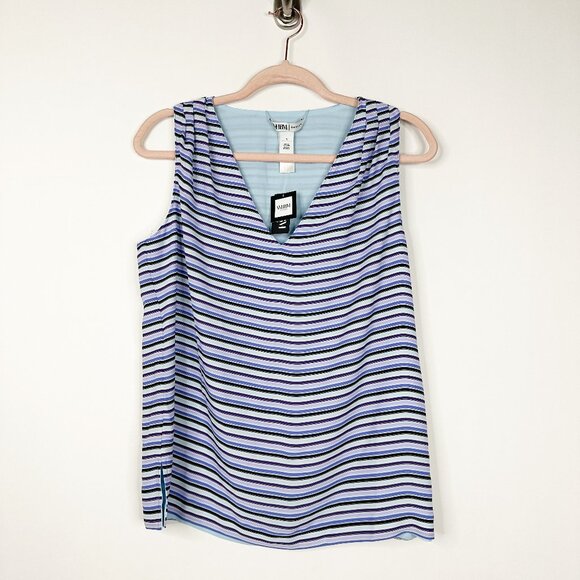NWT White House Black Market Tank Top S Sleeveless V Neck Shell Stripe #WHBM2 - Picture 1 of 8